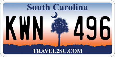 SC license plate KWN496