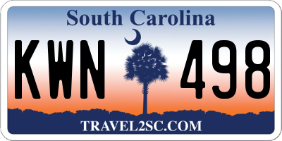 SC license plate KWN498