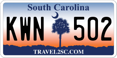 SC license plate KWN502