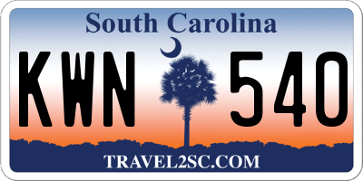 SC license plate KWN540