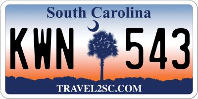 SC license plate KWN543