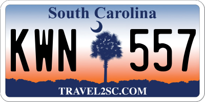 SC license plate KWN557