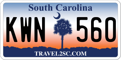 SC license plate KWN560
