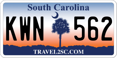 SC license plate KWN562