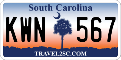 SC license plate KWN567
