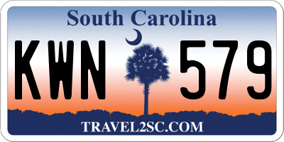 SC license plate KWN579