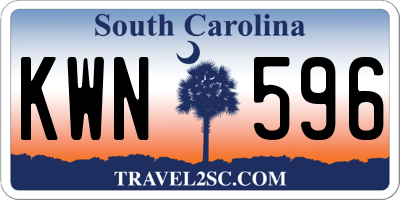 SC license plate KWN596