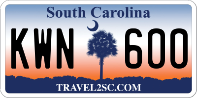 SC license plate KWN600