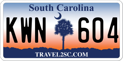 SC license plate KWN604