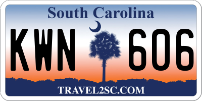 SC license plate KWN606