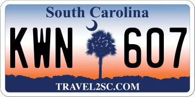 SC license plate KWN607