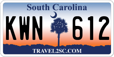 SC license plate KWN612