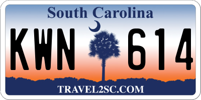 SC license plate KWN614