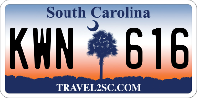 SC license plate KWN616
