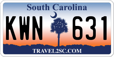 SC license plate KWN631