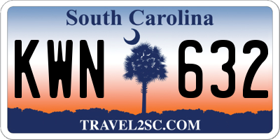 SC license plate KWN632