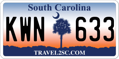 SC license plate KWN633