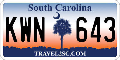 SC license plate KWN643