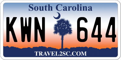 SC license plate KWN644