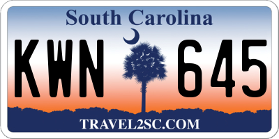 SC license plate KWN645