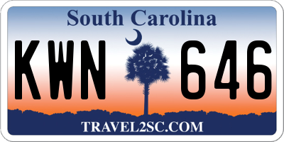 SC license plate KWN646