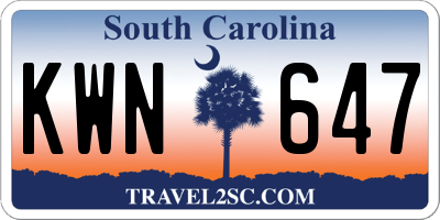 SC license plate KWN647