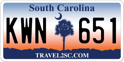 SC license plate KWN651