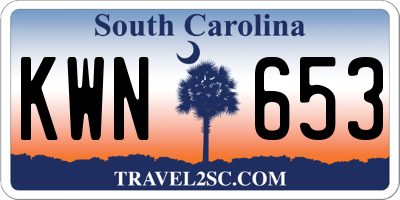 SC license plate KWN653