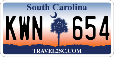 SC license plate KWN654