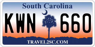 SC license plate KWN660