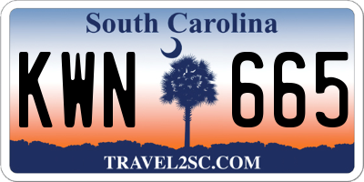 SC license plate KWN665
