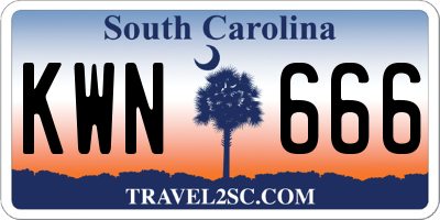SC license plate KWN666