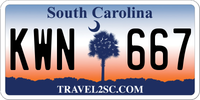 SC license plate KWN667