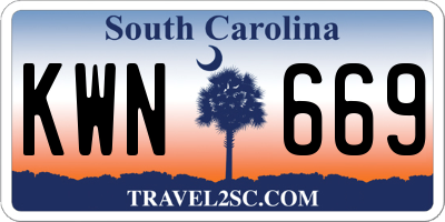 SC license plate KWN669