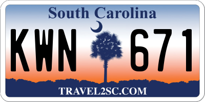 SC license plate KWN671