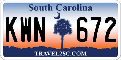SC license plate KWN672