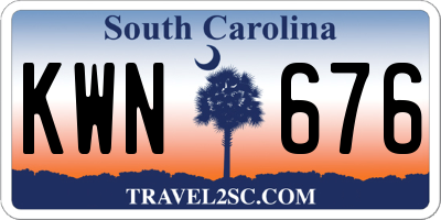 SC license plate KWN676