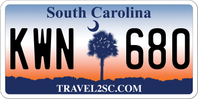 SC license plate KWN680