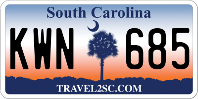 SC license plate KWN685