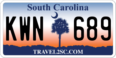 SC license plate KWN689