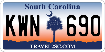 SC license plate KWN690