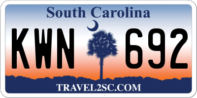 SC license plate KWN692