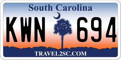 SC license plate KWN694