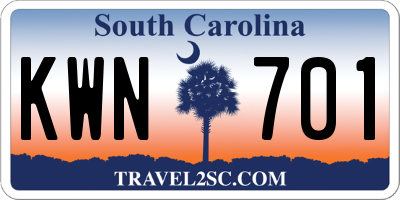 SC license plate KWN701
