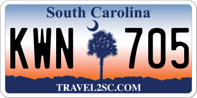 SC license plate KWN705