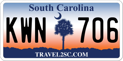 SC license plate KWN706