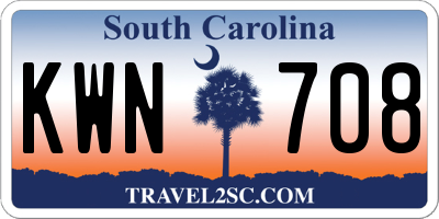 SC license plate KWN708