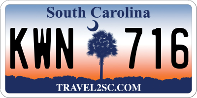 SC license plate KWN716