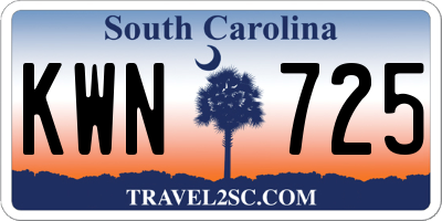 SC license plate KWN725