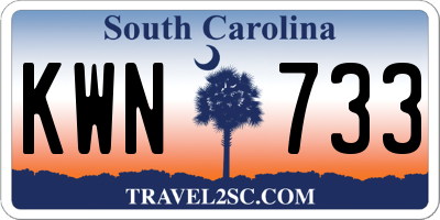 SC license plate KWN733